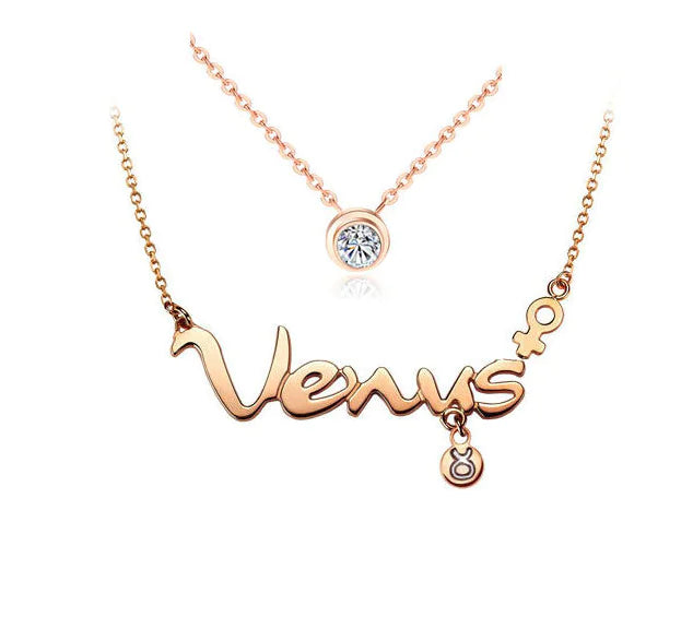 Rose Gold Zodiac Letter Necklace for Women