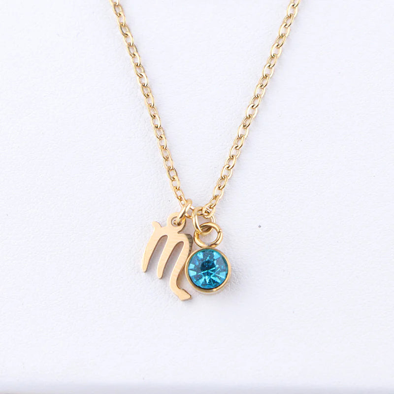 Zodiac Birthstone Gold Necklace