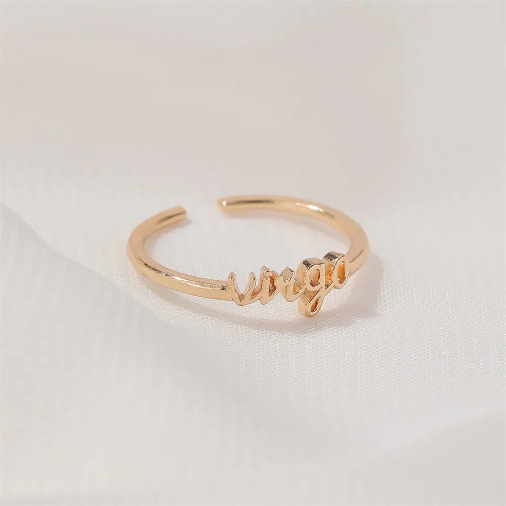 Minimalist Zodiac Sign Adjustable Ring for Women