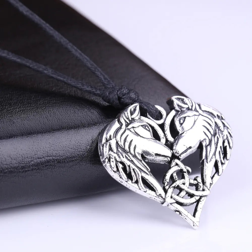Heart Pendant Necklace with Zodiac Animal Design