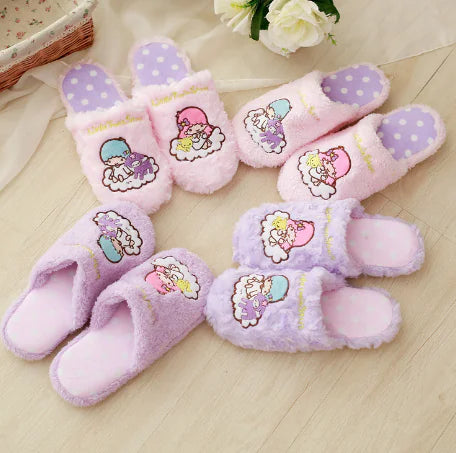 Cute Gemini Thick-Soled Cotton Slippers for Women