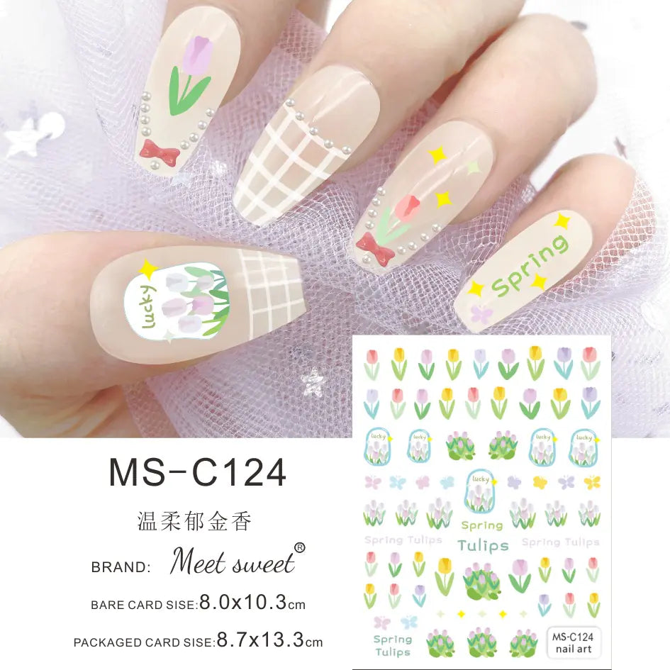 Nail Art Stickers - Camellia, Lily, and Poppy Designs