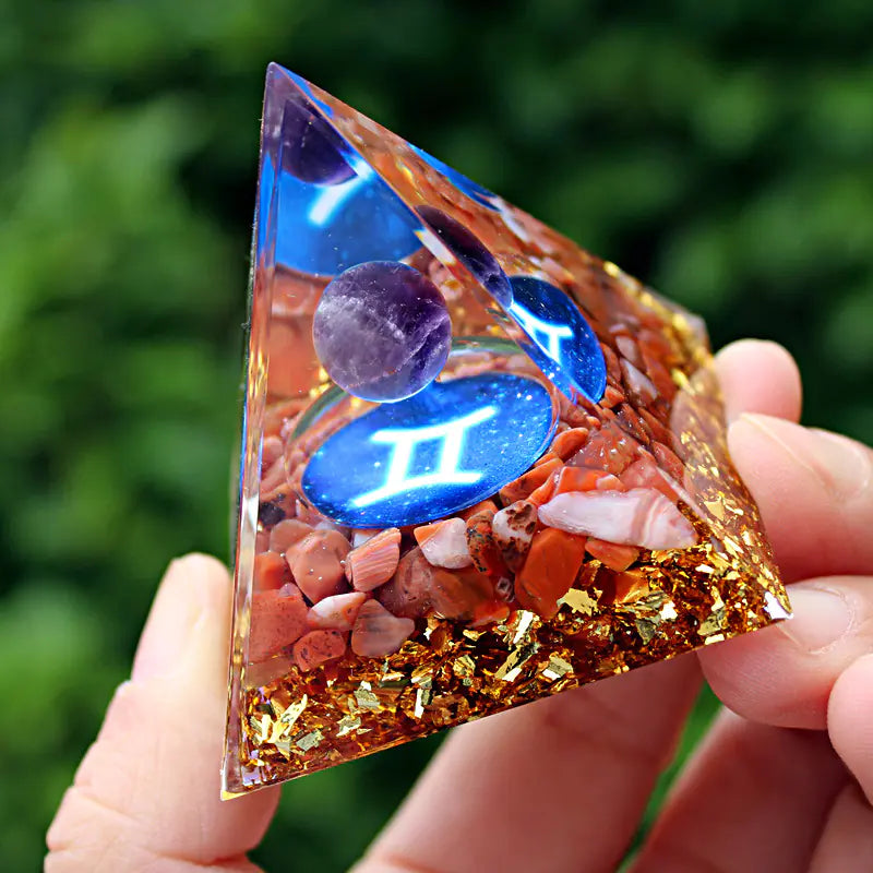 Gemini Crystal Pyramid Home Decor Resin Craft Piece