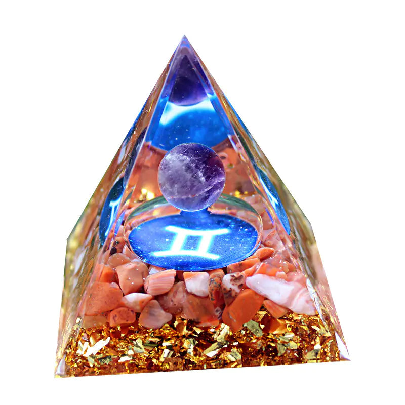 Gemini Crystal Pyramid Home Decor Resin Craft Piece