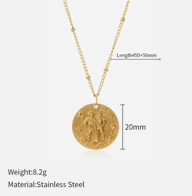 Double-Sided Zodiac Pendant Necklace