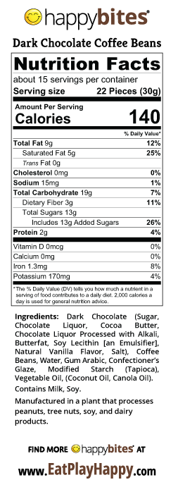 Happy Bites Dark Chocolate Coffee Beans (16 oz)