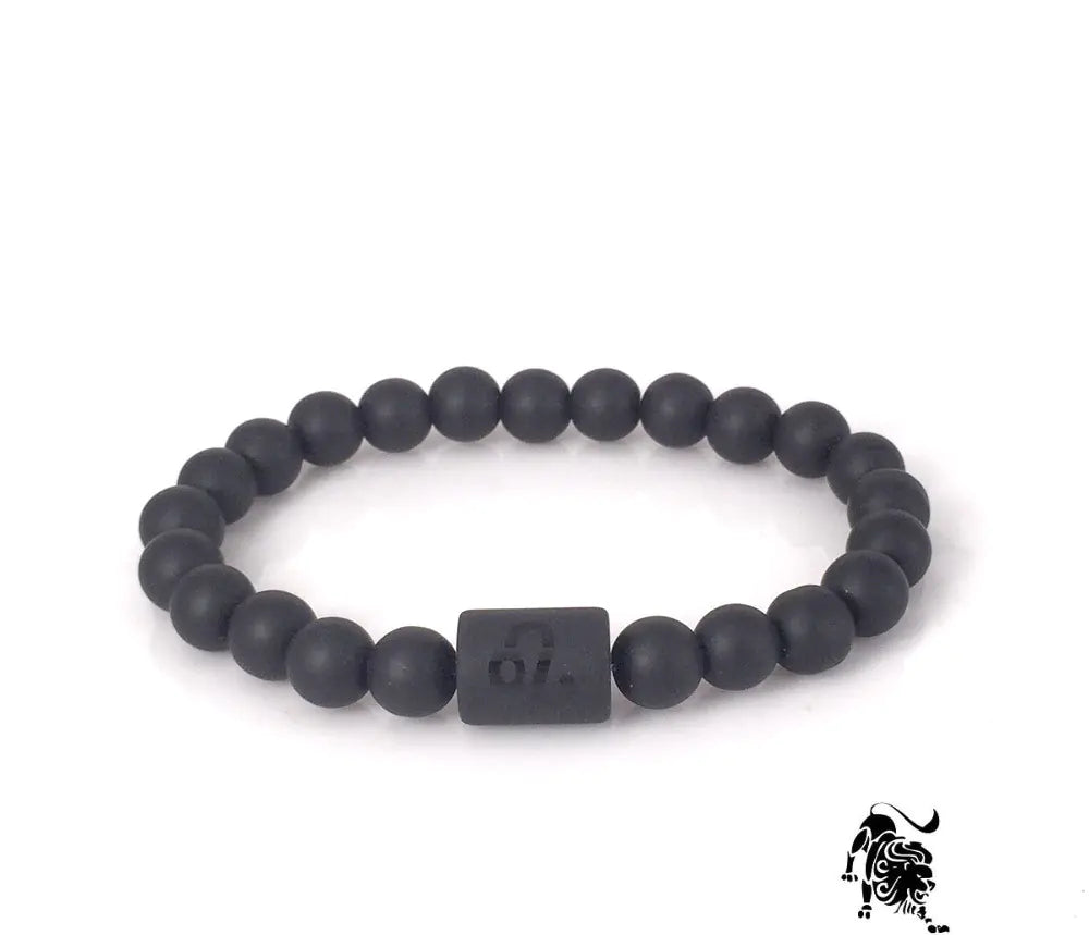 Frosted Black Onyx Beaded Zodiac Sign Bracelet
