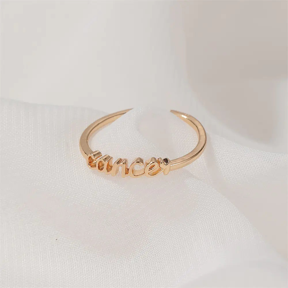 Minimalist Zodiac Sign Adjustable Ring for Women
