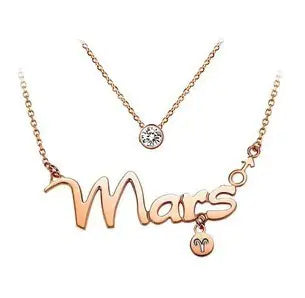 Rose Gold Zodiac Letter Necklace for Women