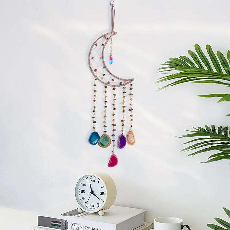 Natural Alashan Agate Bead Dreamcatcher Pendant