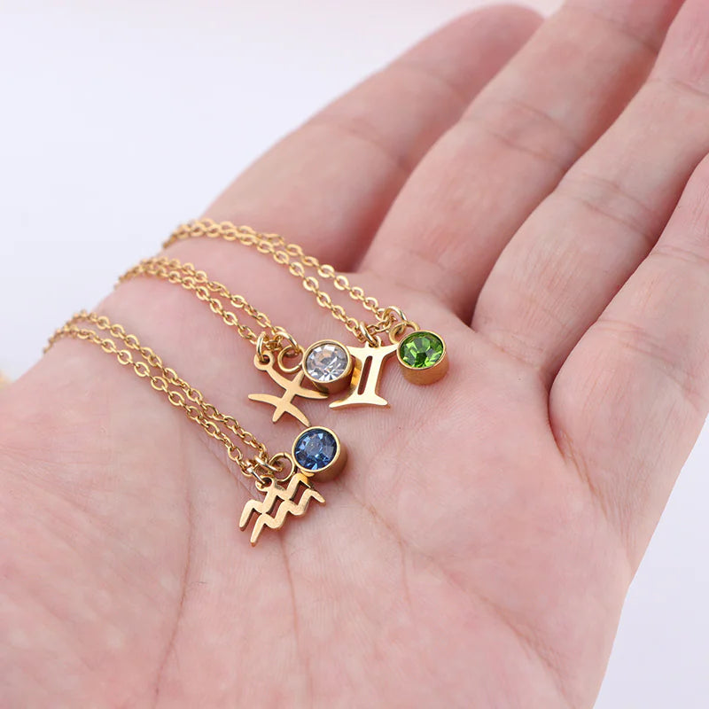 Zodiac Birthstone Gold Necklace