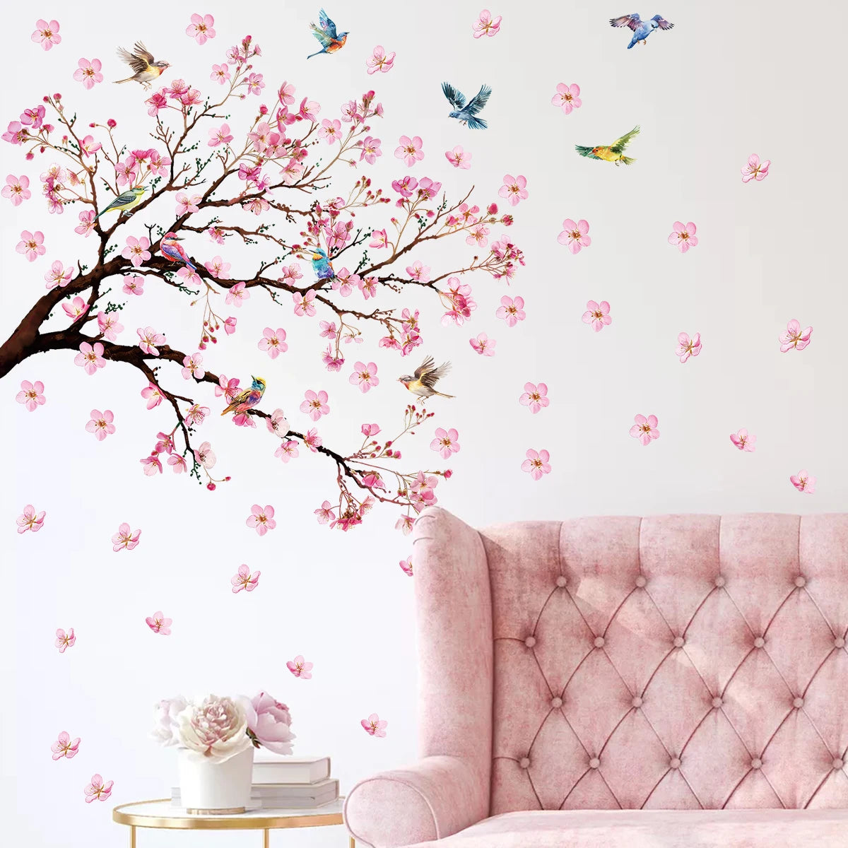 Watercolour Bird Flower Wall Stickers