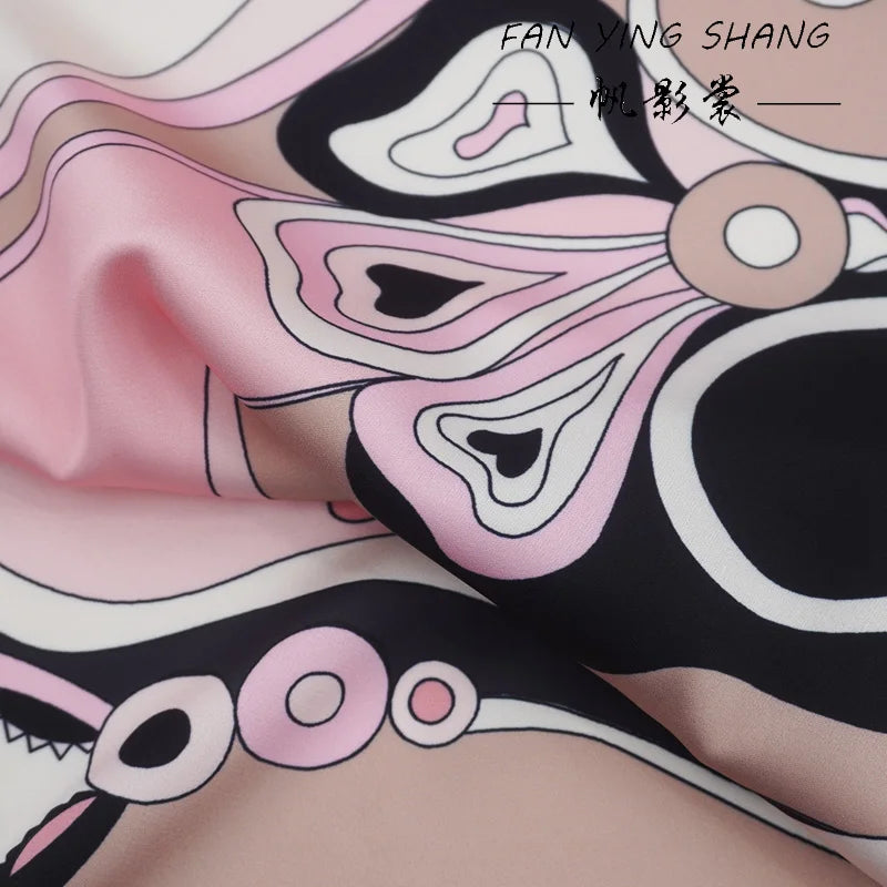 Geometric luxury Stretch Satin Fabric