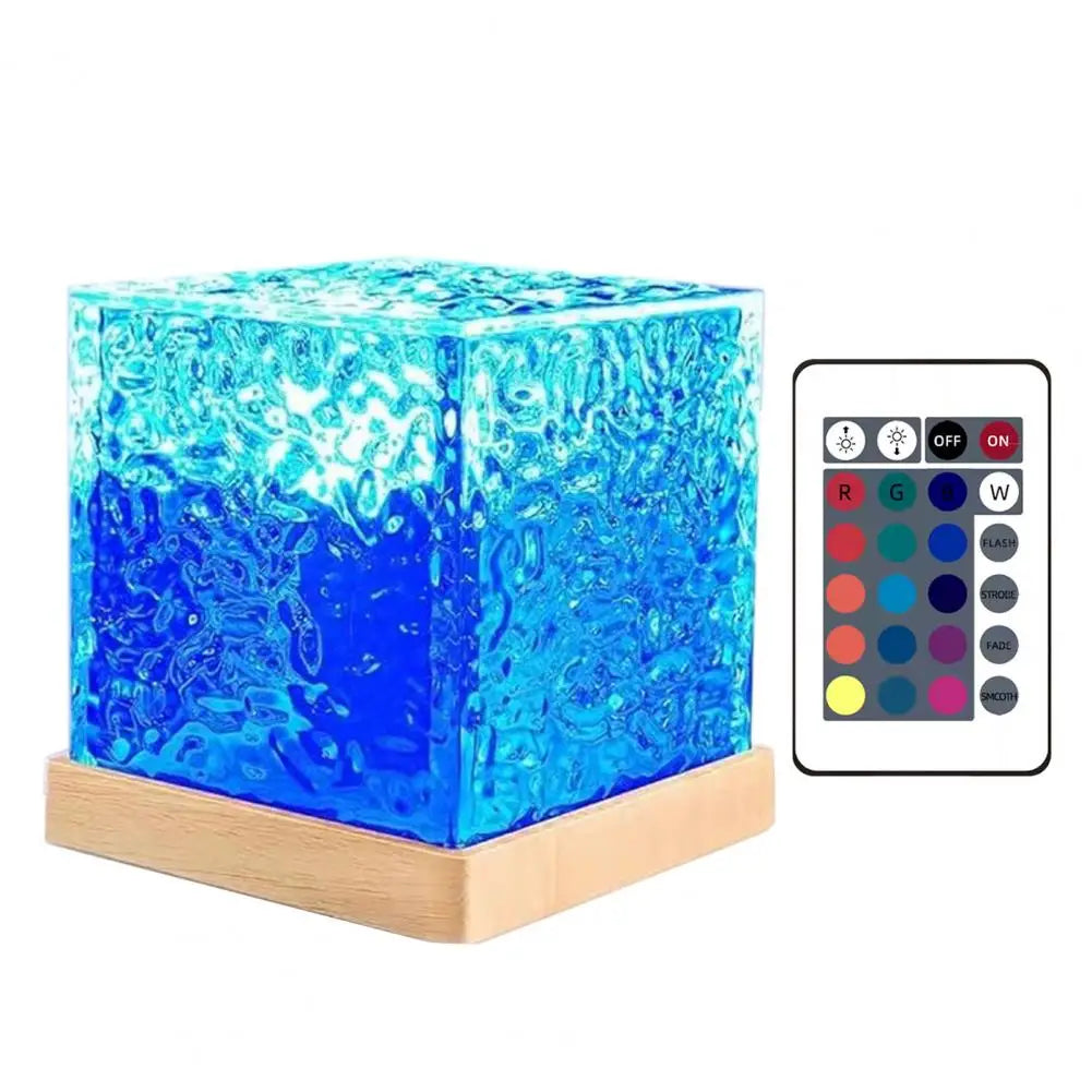 LED Water Ripple Ambient Night Light USB Rotating Projection Crystal Table Lamp RGB Dimmable Home Decoration 16 Color Gifts +