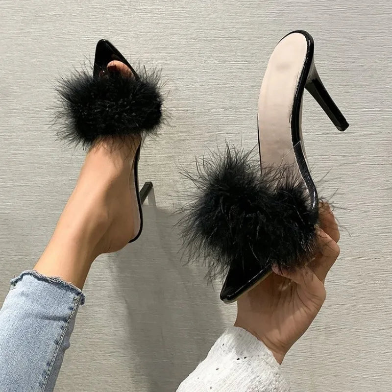 Sexy Slippers with Fine Heel