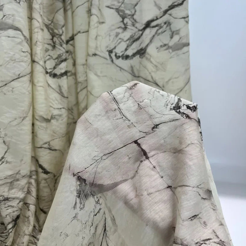 Marbled Grey Lyocell Printed Fabric