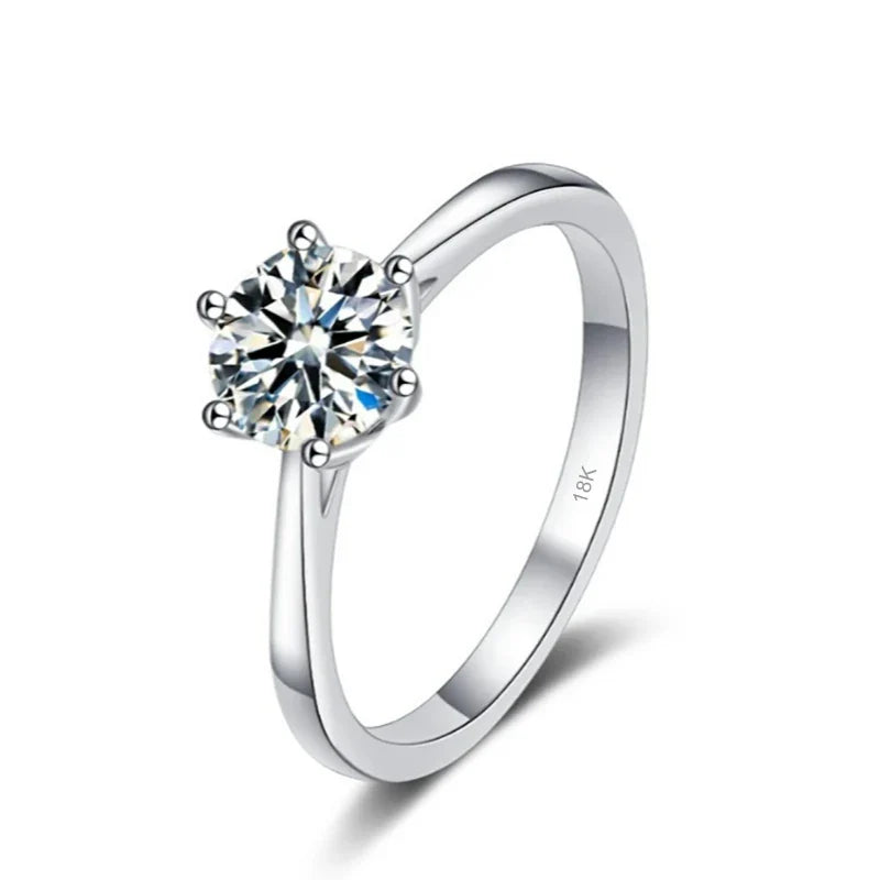 18K White Gold VVS1 D Moissanite Engagement Wedding Ring 0.5–3CT for Women
