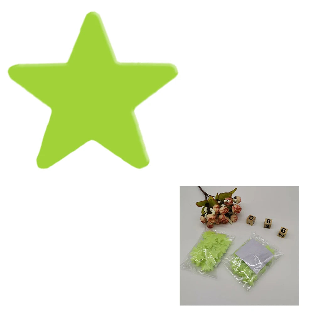 50X Glowing 3D Stars Glow in Dark on Wall Stickers