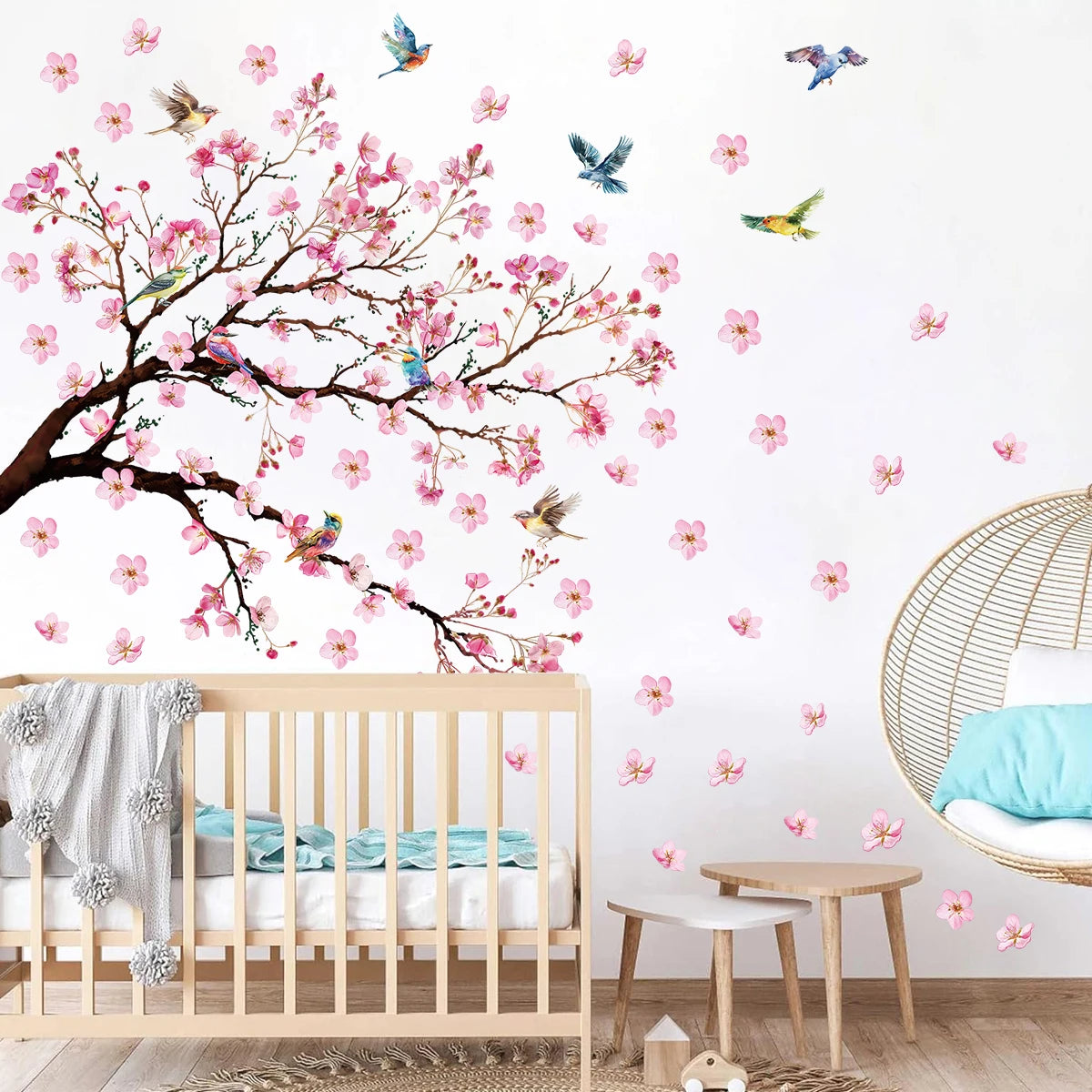 Watercolour Bird Flower Wall Stickers