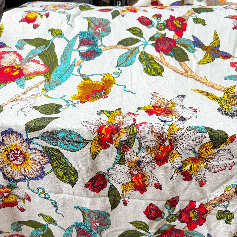 Bird Linen Cotton Printed Fabric