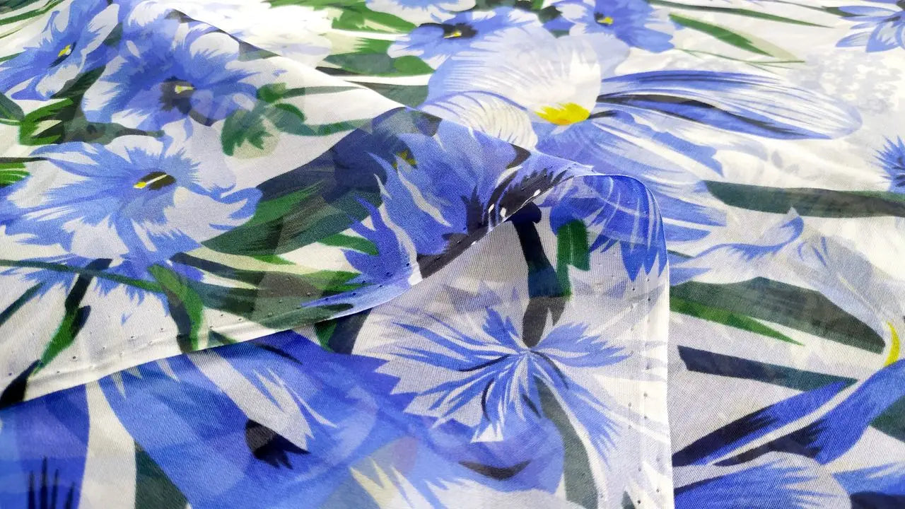 Printed Blue Flowers White Porcelain