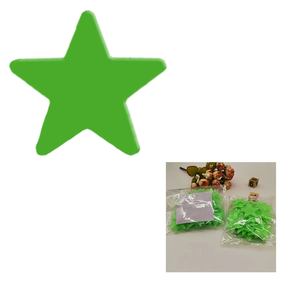 50X Glowing 3D Stars Glow in Dark on Wall Stickers
