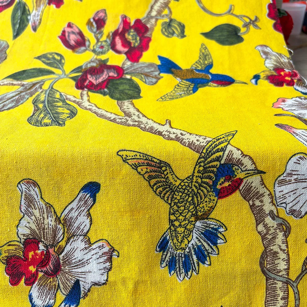 Bird Linen Cotton Printed Fabric