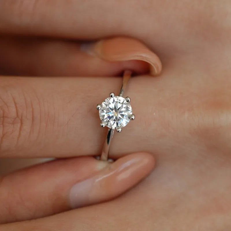 18K White Gold VVS1 D Moissanite Engagement Wedding Ring 0.5–3CT for Women