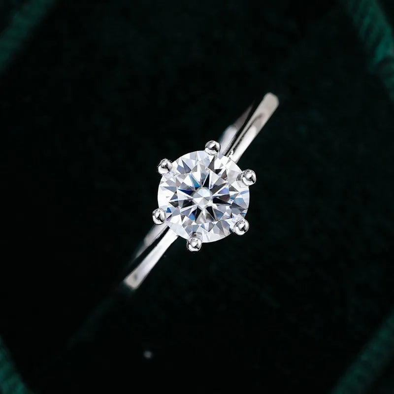 18K White Gold VVS1 D Moissanite Engagement Wedding Ring 0.5–3CT for Women