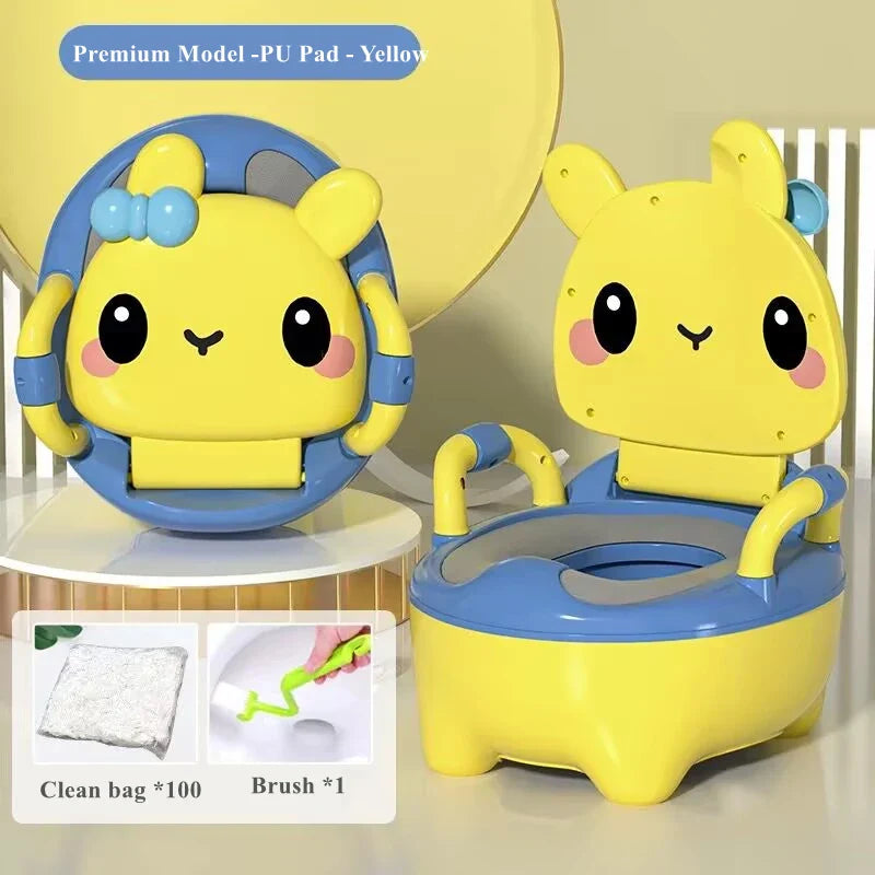 Children's Pot 1-6 Years Old Upgraded Cute Rabbit Baby Toilet Seat Baby Potty Portable Stool Boys & Girls Safe Trainer Seat WC
