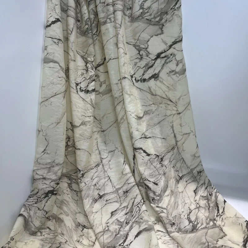 Marbled Grey Lyocell Printed Fabric