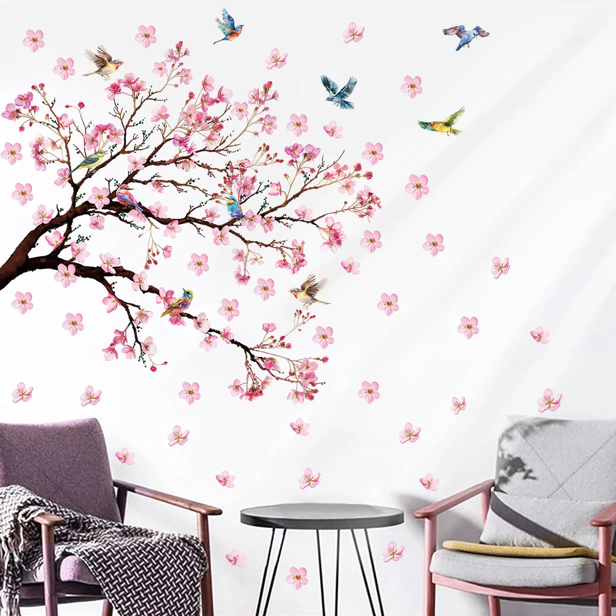 Watercolour Bird Flower Wall Stickers