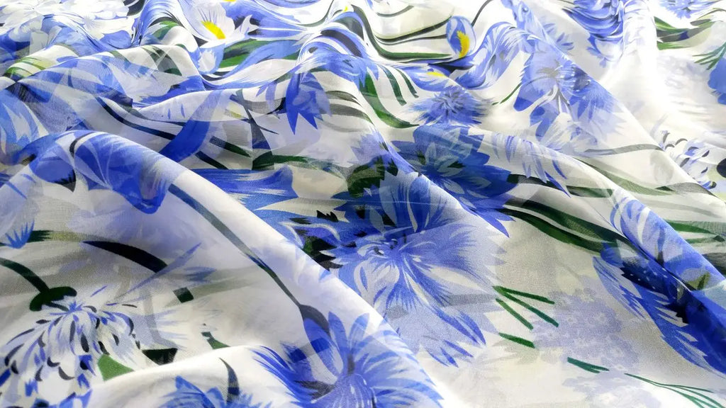 Printed Blue Flowers White Porcelain