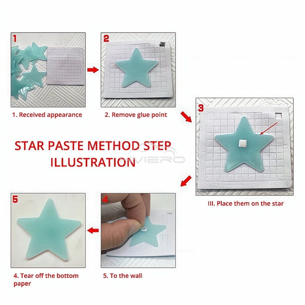 50X Glowing 3D Stars Glow in Dark on Wall Stickers