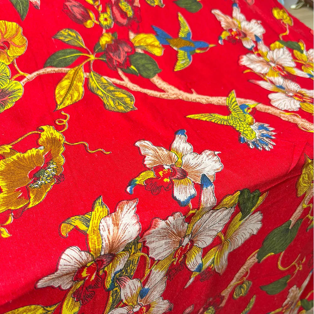 Bird Linen Cotton Printed Fabric