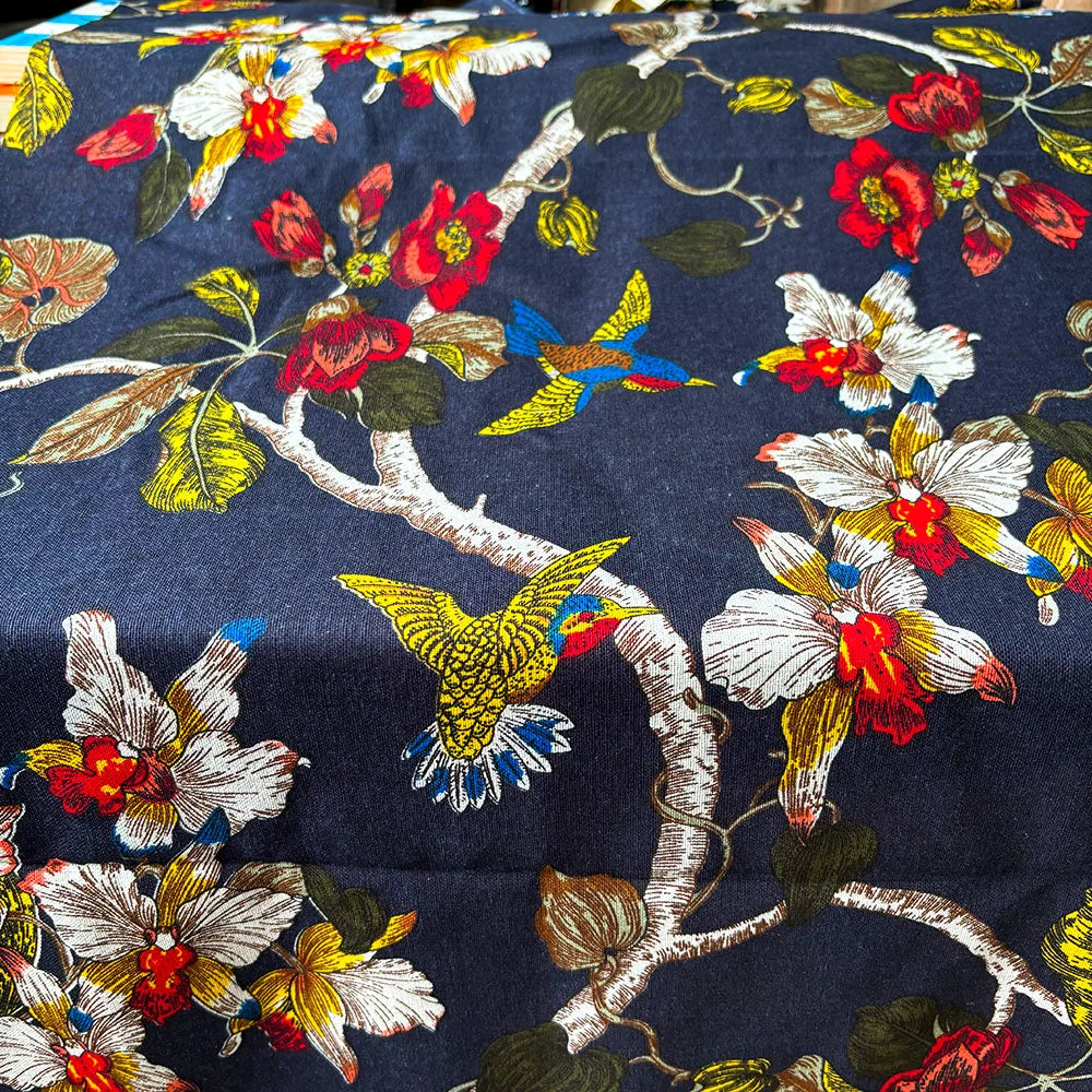 Bird Linen Cotton Printed Fabric