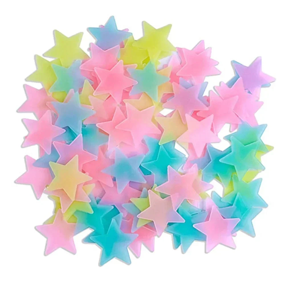 50X Glowing 3D Stars Glow in Dark on Wall Stickers