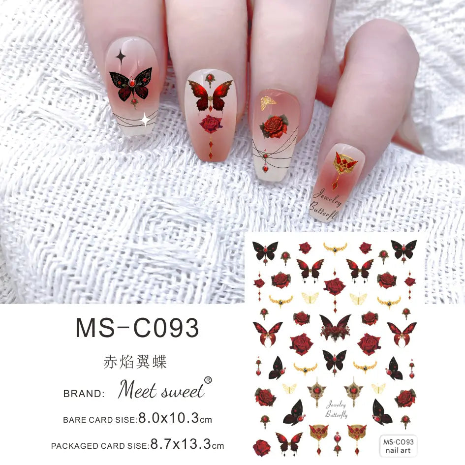 Nail Art Stickers - Camellia, Lily, and Poppy Designs