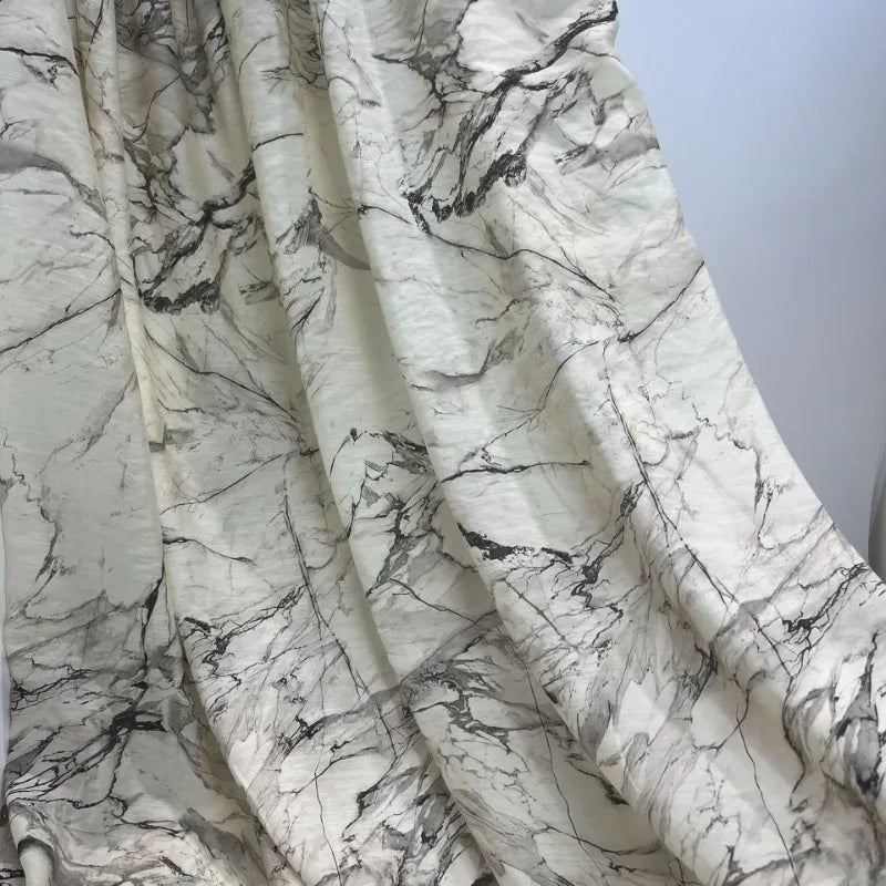 Marbled Grey Lyocell Printed Fabric