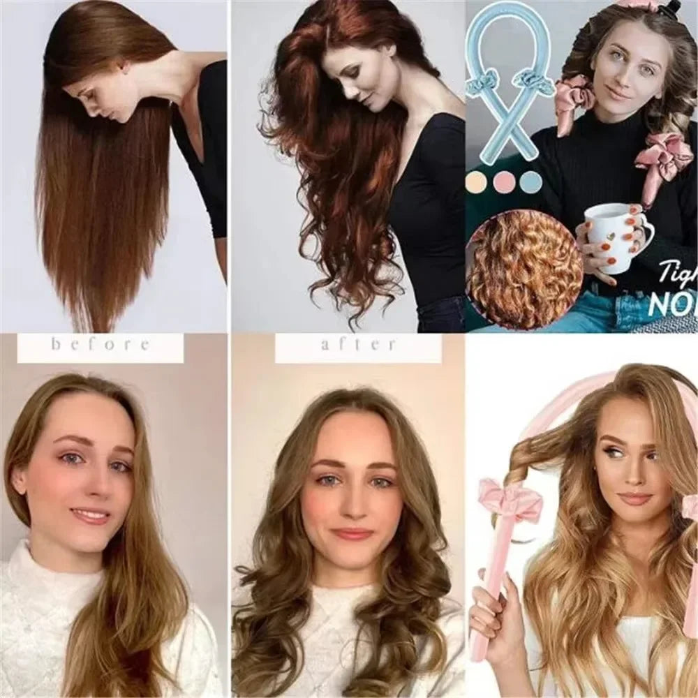 Silk Heatless Curling Headband – No-Heat Overnight Hair Rollers for Effortless Waves