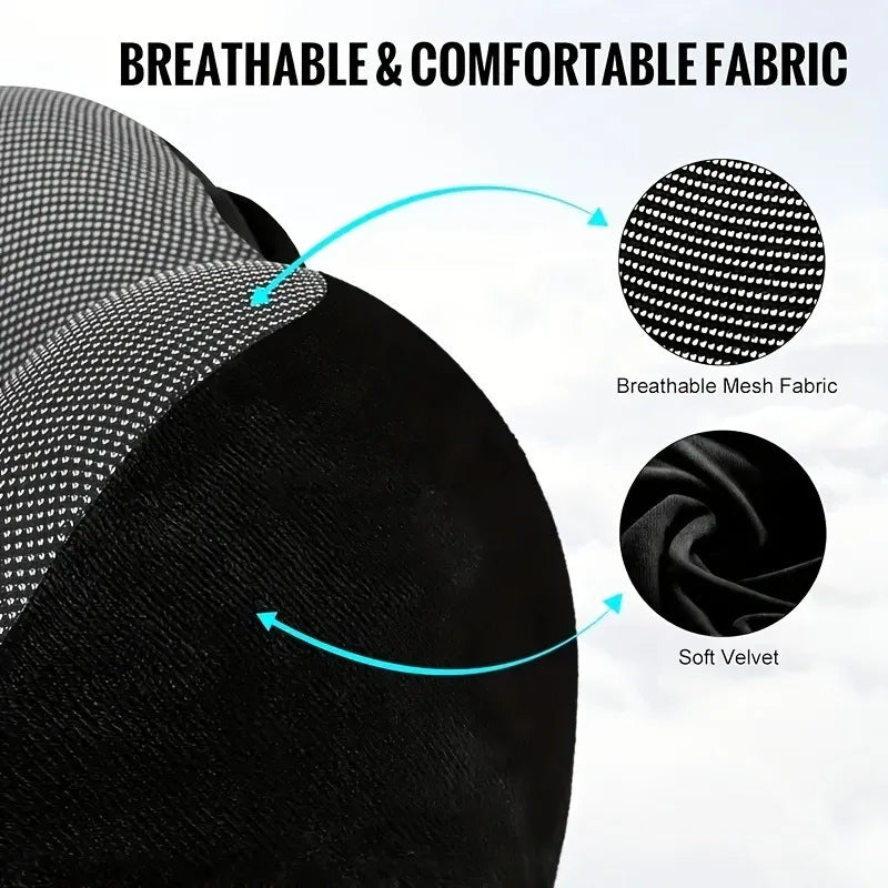 Memory Foam Hooded U-Shaped Travel Pillow – Detachable Washable Cover, Ergonomic Neck Support for Airplane, Car, Office & Home