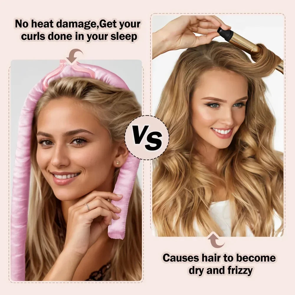 Silk Heatless Curling Headband – No-Heat Overnight Hair Rollers for Effortless Waves