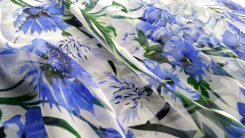 Printed Blue Flowers White Porcelain