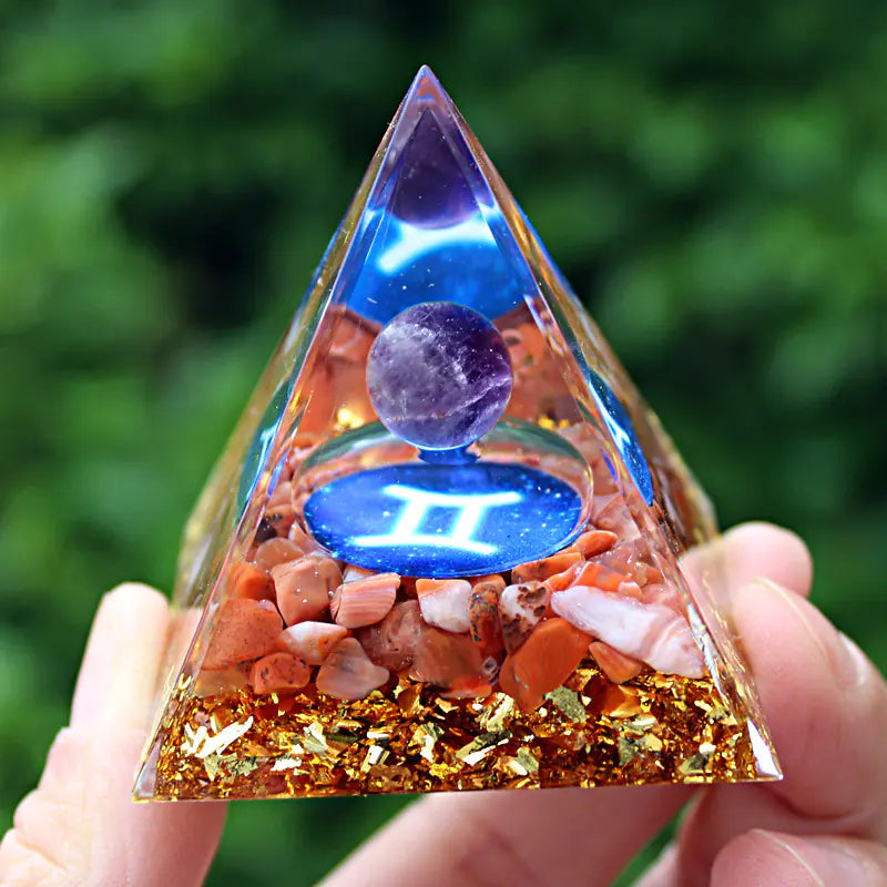 Gemini Crystal Pyramid Home Decor Resin Craft Piece