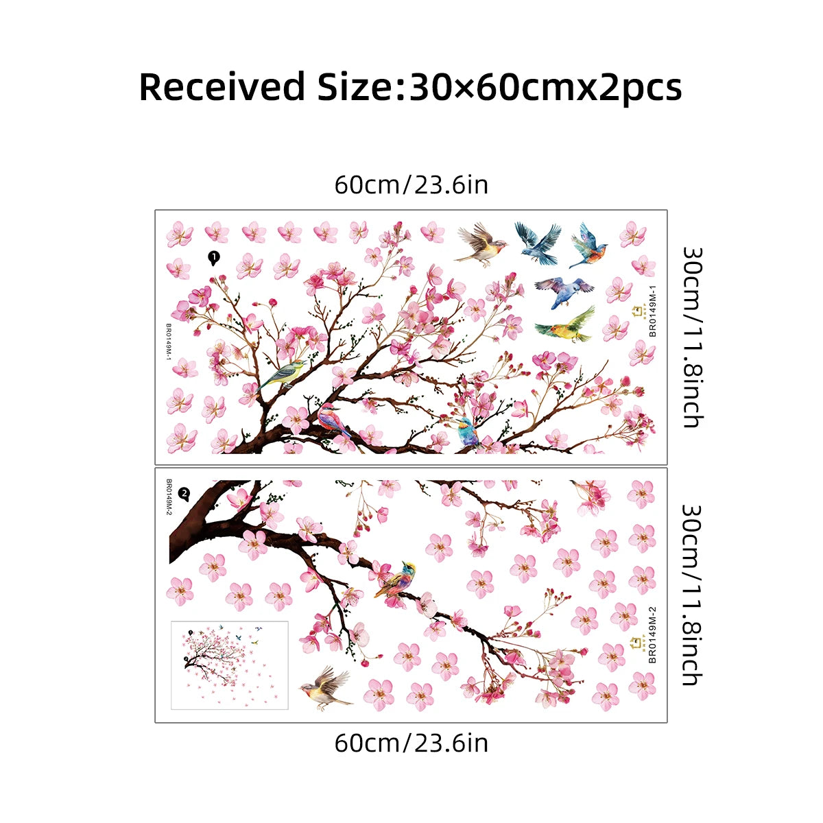 Watercolour Bird Flower Wall Stickers