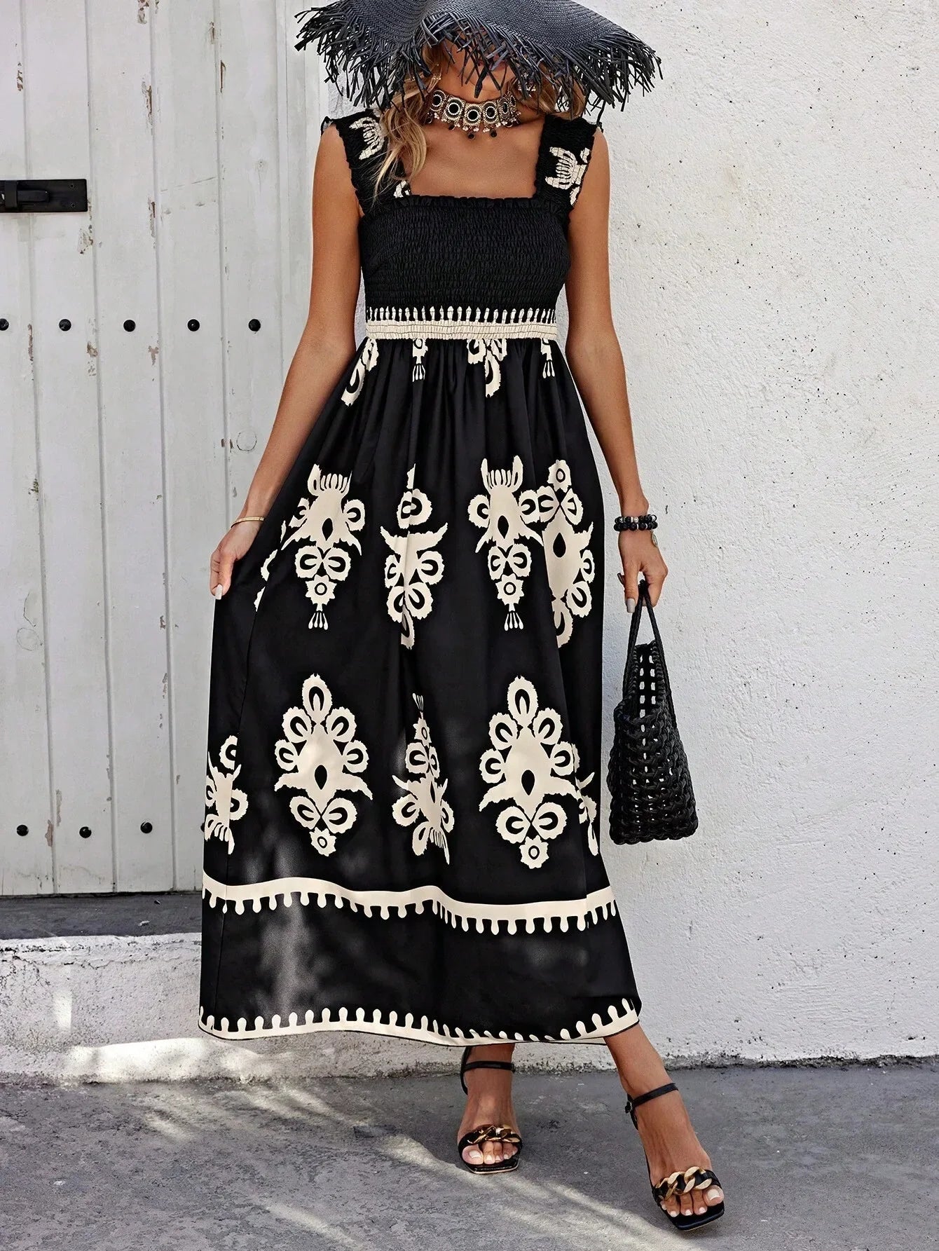 Summer Floral Spaghetti Strap Maxi Dress - Lightweight