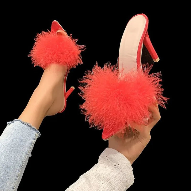 Sexy Slippers with Fine Heel