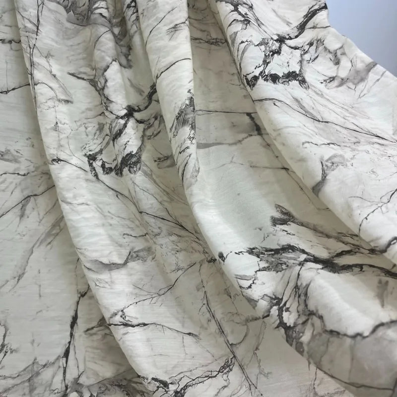 Marbled Grey Lyocell Printed Fabric