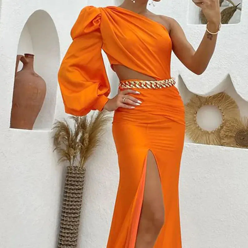 Elegant One-Shoulder Long Dress
