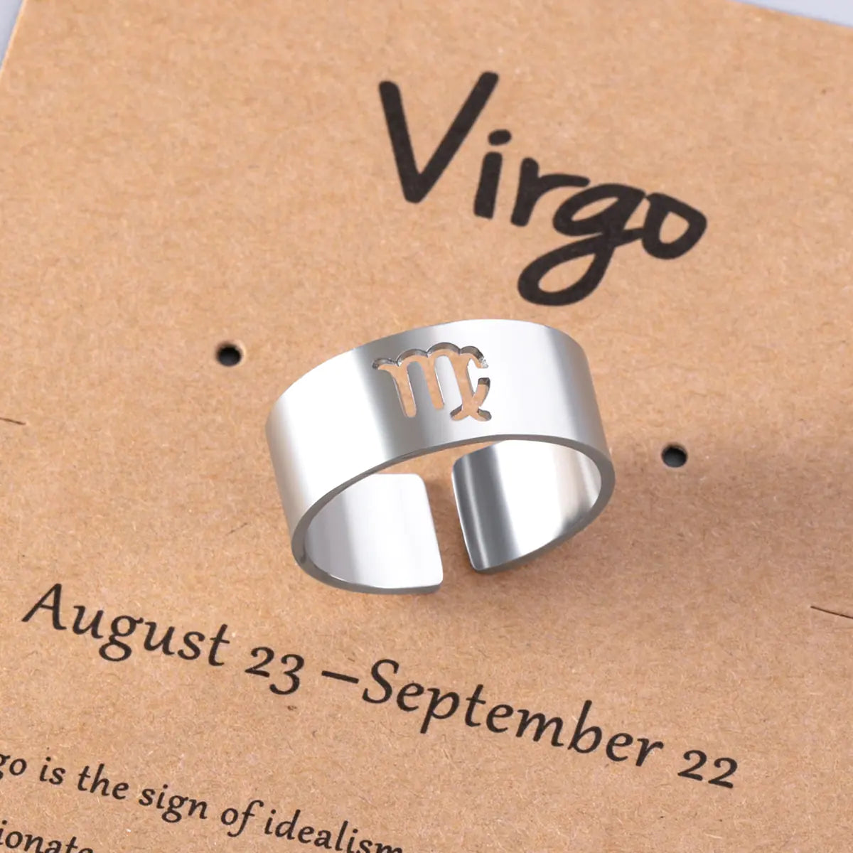 Virgo Zodiac Stainless Steel Ring with Card Packaging